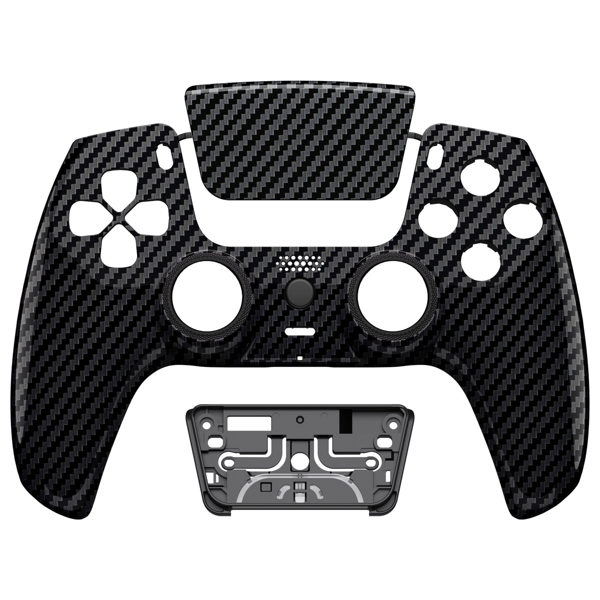 eXtremeRate LUNA Redesigned Replacement Front Shell with Touchpad Compatible with PS5 Controller BDM-010/020/030/040/050/060 - Graphite Carbon Fiber