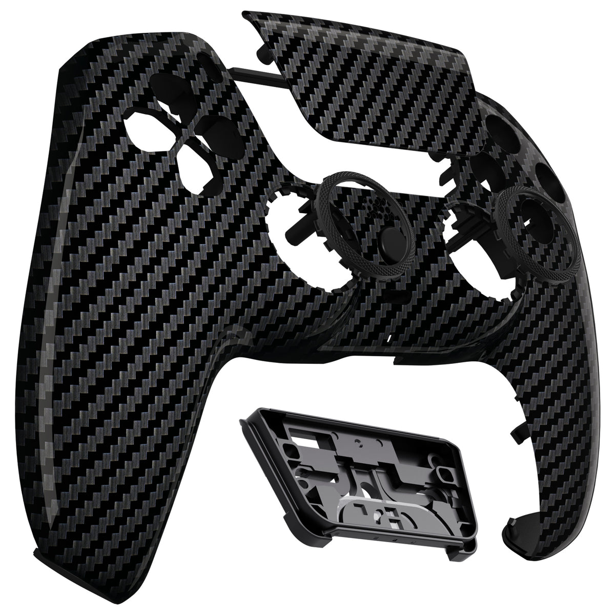 eXtremeRate LUNA Redesigned Replacement Front Shell with Touchpad Compatible with PS5 Controller BDM-010/020/030/040/050/060 - Graphite Carbon Fiber