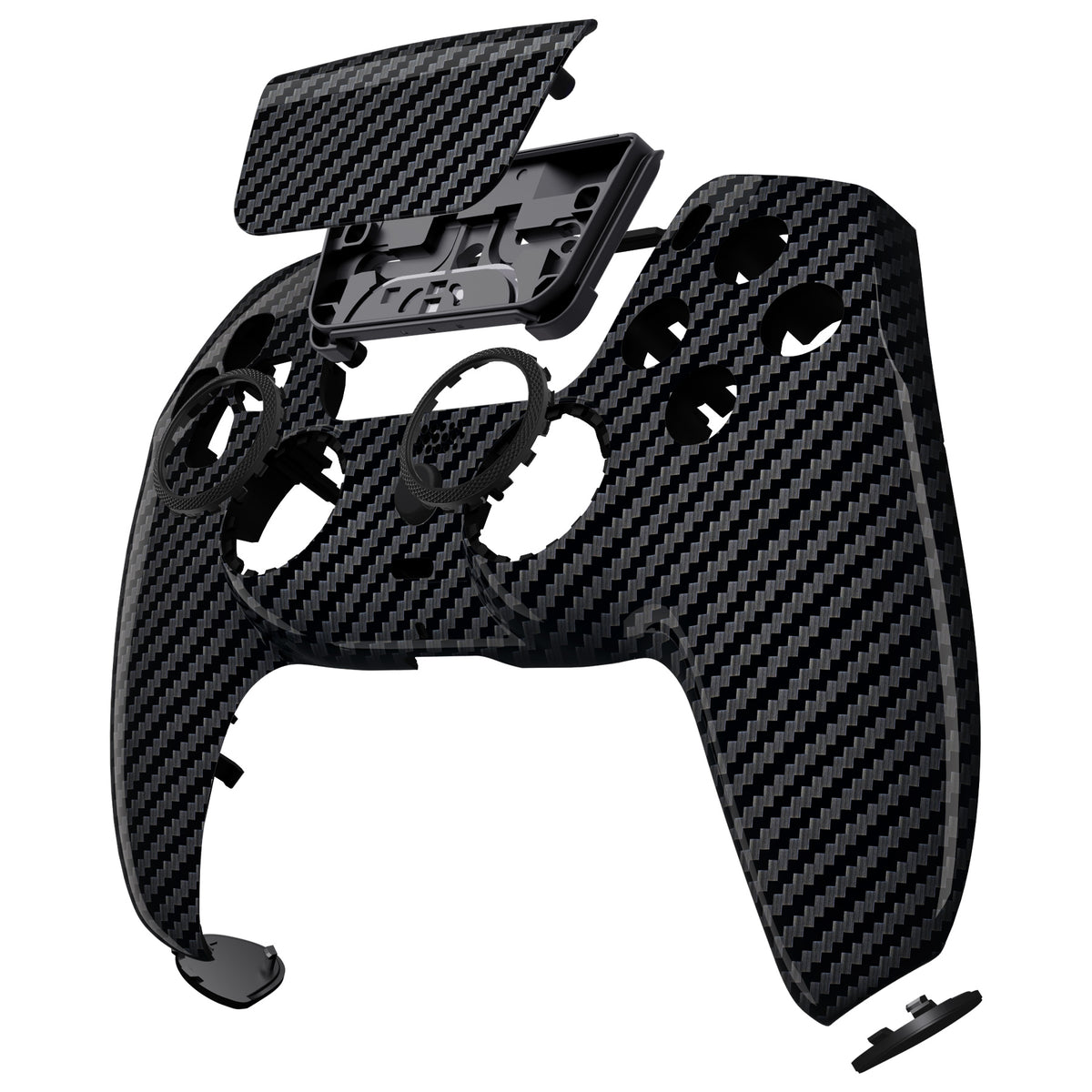 eXtremeRate LUNA Redesigned Replacement Front Shell with Touchpad Compatible with PS5 Controller BDM-010/020/030/040/050/060 - Graphite Carbon Fiber