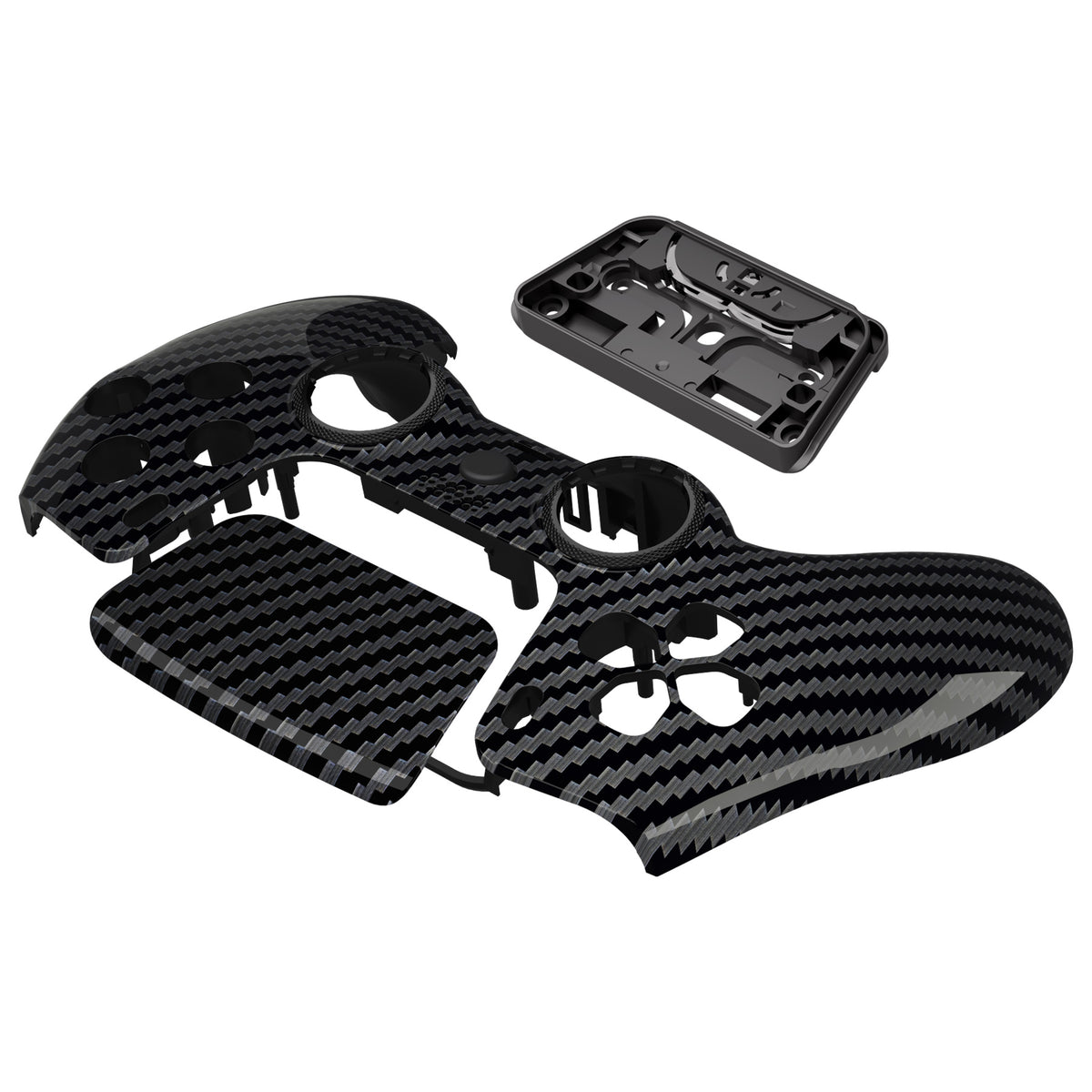 eXtremeRate LUNA Redesigned Replacement Front Shell with Touchpad Compatible with PS5 Controller BDM-010/020/030/040/050/060 - Graphite Carbon Fiber