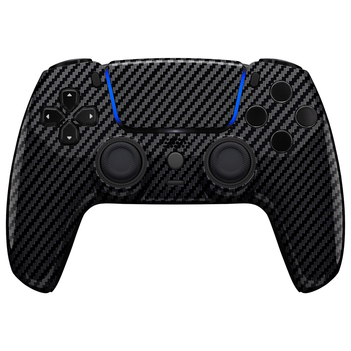 eXtremeRate LUNA Redesigned Replacement Front Shell with Touchpad Compatible with PS5 Controller BDM-010/020/030/040/050/060 - Graphite Carbon Fiber
