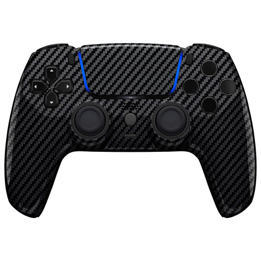 eXtremeRate LUNA Redesigned Replacement Front Shell with Touchpad Compatible with PS5 Controller BDM-010/020/030/040/050/060 - Graphite Carbon Fiber