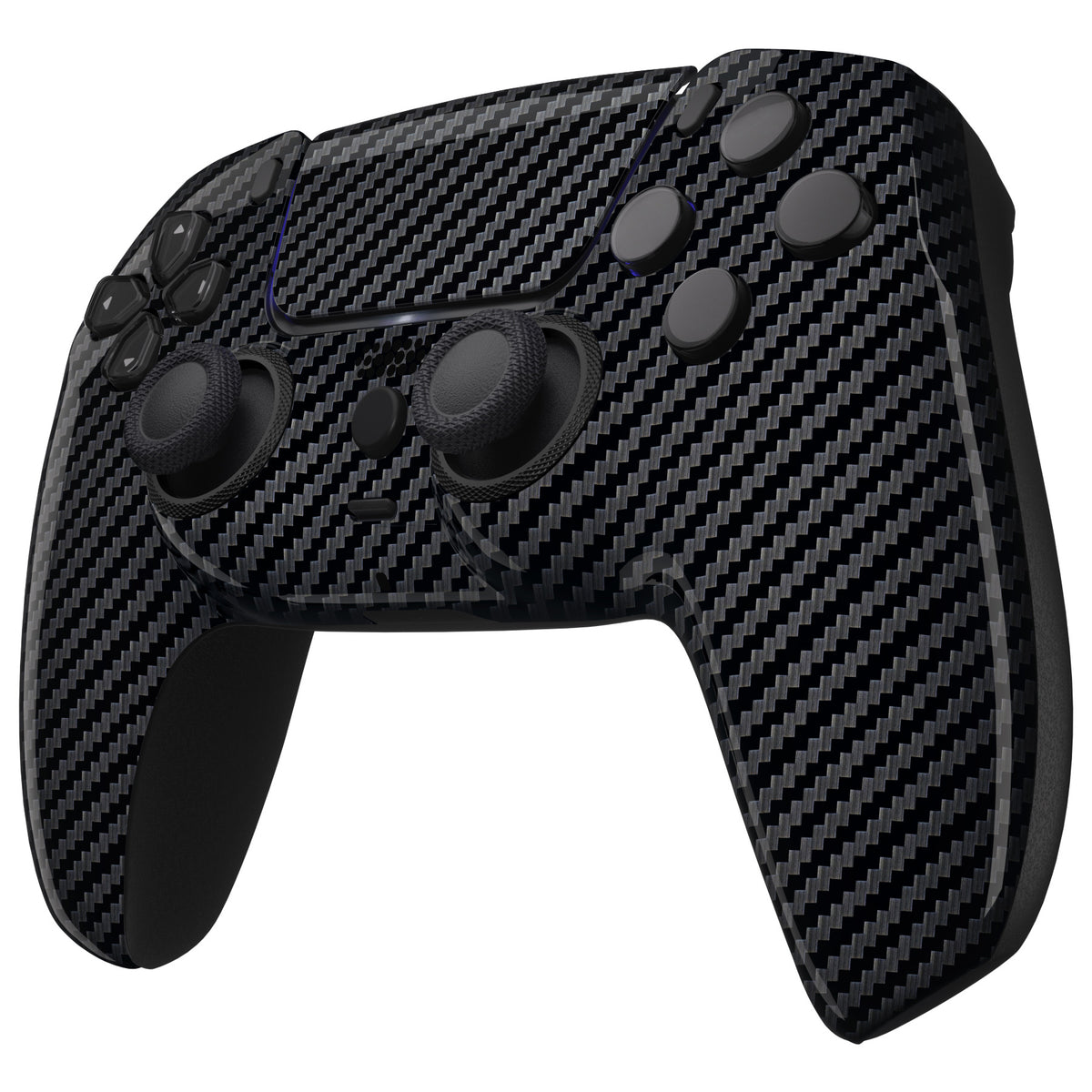 eXtremeRate LUNA Redesigned Replacement Front Shell with Touchpad Compatible with PS5 Controller BDM-010/020/030/040/050/060 - Graphite Carbon Fiber