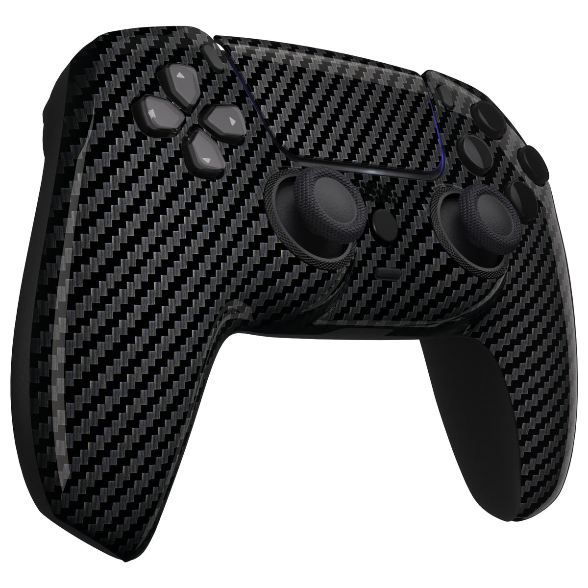 eXtremeRate LUNA Redesigned Replacement Front Shell with Touchpad Compatible with PS5 Controller BDM-010/020/030/040/050/060 - Graphite Carbon Fiber