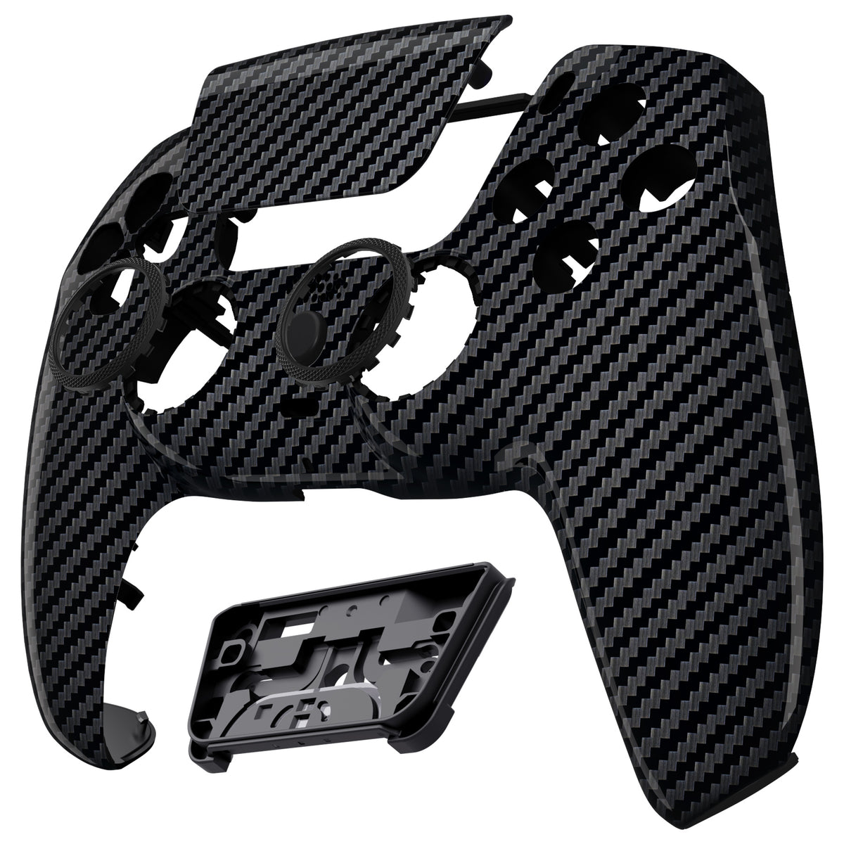 eXtremeRate LUNA Redesigned Replacement Front Shell with Touchpad Compatible with PS5 Controller BDM-010/020/030/040/050/060 - Graphite Carbon Fiber