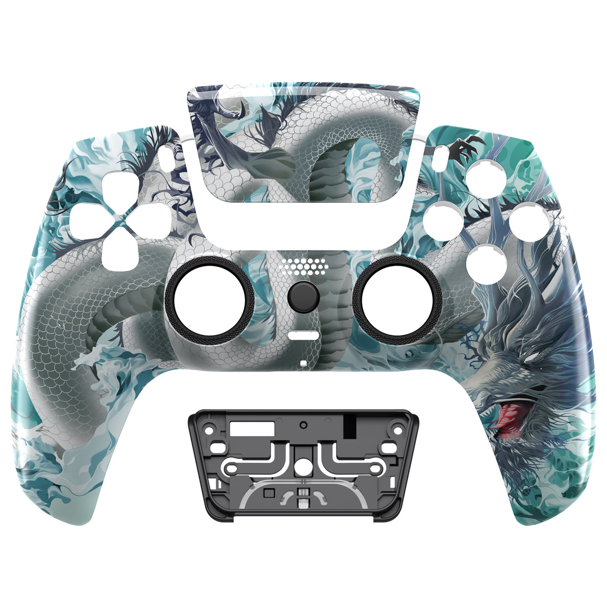 eXtremeRate LUNA Redesigned Replacement Front Shell with Touchpad Compatible with PS5 Controller BDM-010/020/030/040/050/060 - Jade Dragon - Cloud Dominator