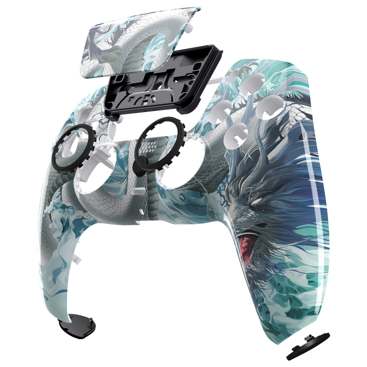 eXtremeRate LUNA Redesigned Replacement Front Shell with Touchpad Compatible with PS5 Controller BDM-010/020/030/040/050/060 - Jade Dragon - Cloud Dominator