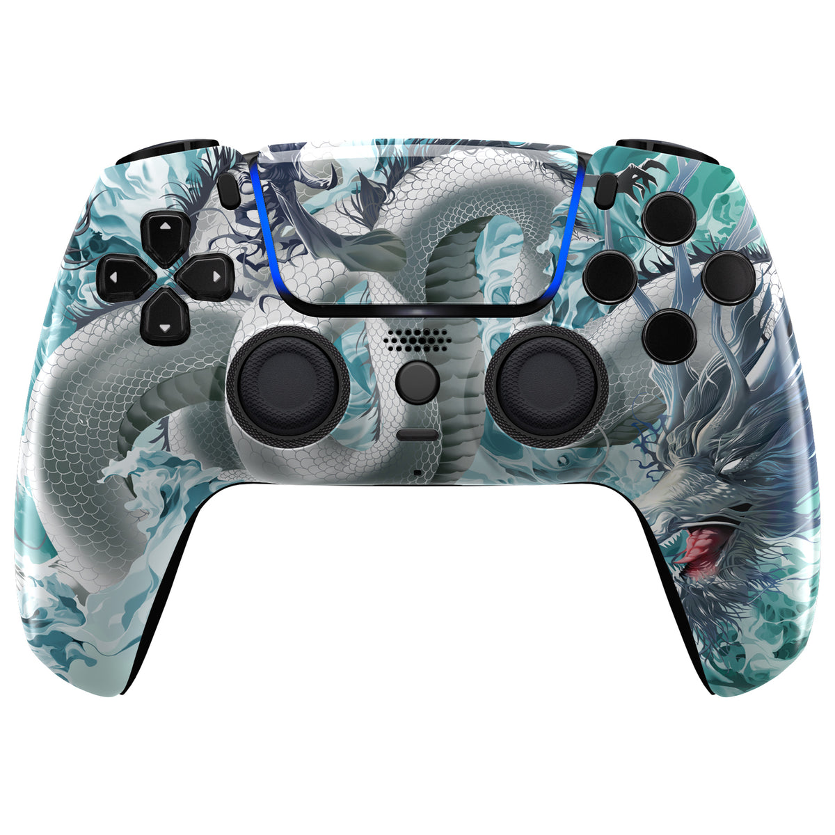 eXtremeRate LUNA Redesigned Replacement Front Shell with Touchpad Compatible with PS5 Controller BDM-010/020/030/040/050/060 - Jade Dragon - Cloud Dominator
