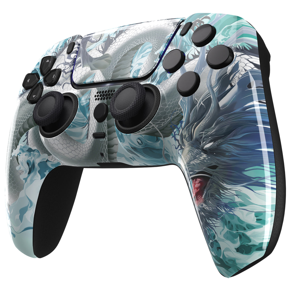 eXtremeRate LUNA Redesigned Replacement Front Shell with Touchpad Compatible with PS5 Controller BDM-010/020/030/040/050/060 - Jade Dragon - Cloud Dominator
