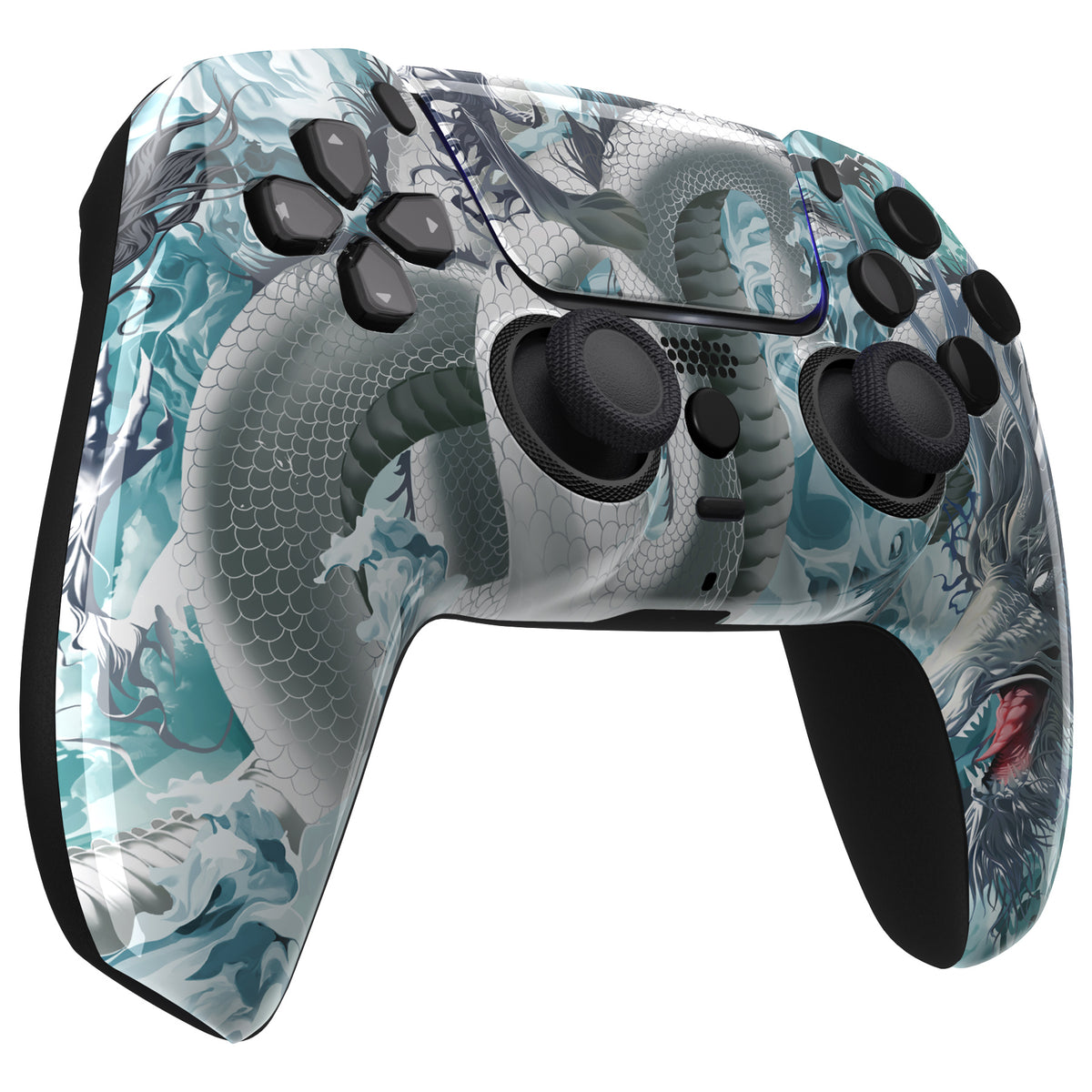 eXtremeRate LUNA Redesigned Replacement Front Shell with Touchpad Compatible with PS5 Controller BDM-010/020/030/040/050/060 - Jade Dragon - Cloud Dominator