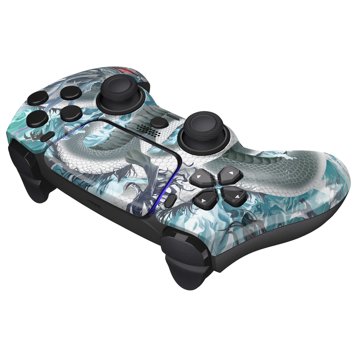 eXtremeRate LUNA Redesigned Replacement Front Shell with Touchpad Compatible with PS5 Controller BDM-010/020/030/040/050/060 - Jade Dragon - Cloud Dominator