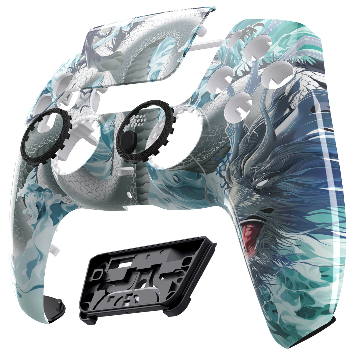 eXtremeRate LUNA Redesigned Replacement Front Shell with Touchpad Compatible with PS5 Controller BDM-010/020/030/040/050/060 - Jade Dragon - Cloud Dominator