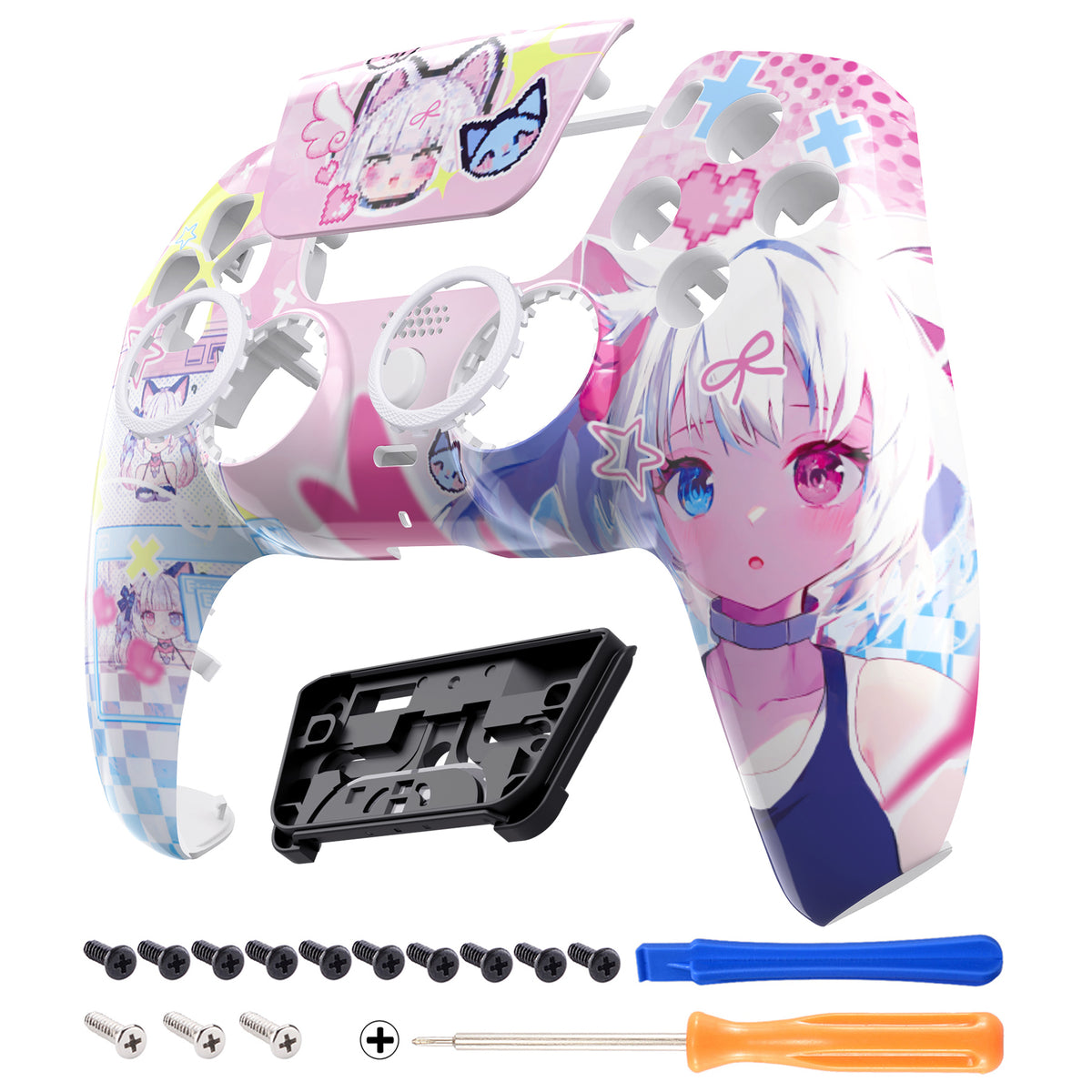 eXtremeRate LUNA Redesigned Replacement Front Shell with Touchpad Compatible with PS5 Controller BDM-010/020/030/040/050/060 - MeWoow