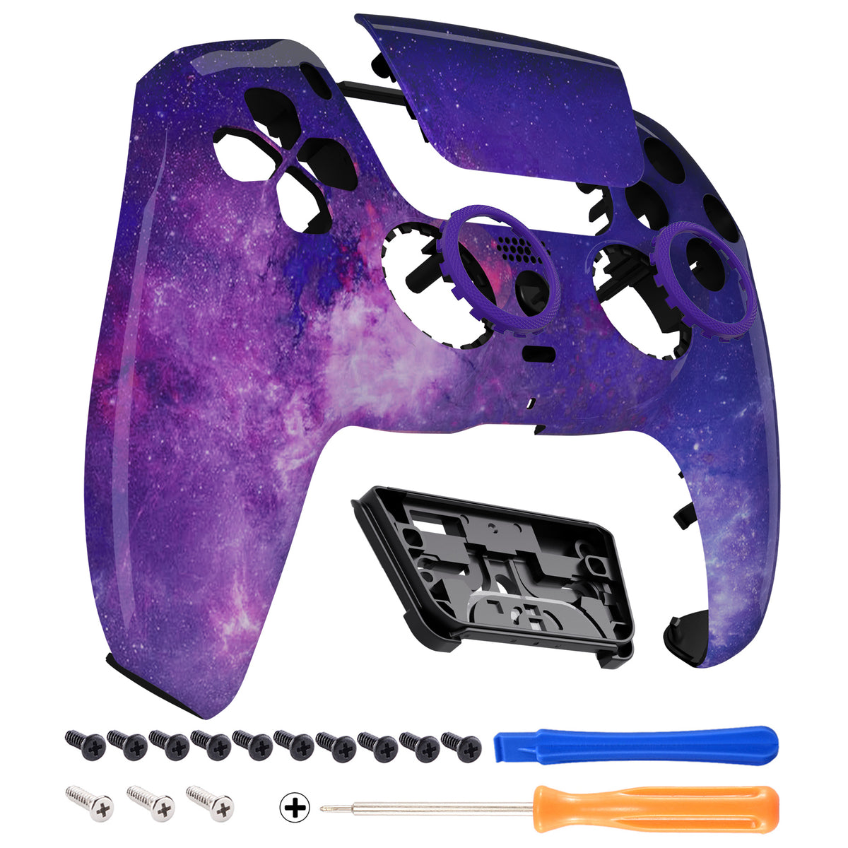 eXtremeRate LUNA Redesigned Replacement Front Shell with Touchpad Compatible with PS5 Controller BDM-010/020/030/040/050/060 - Nebula Galaxy