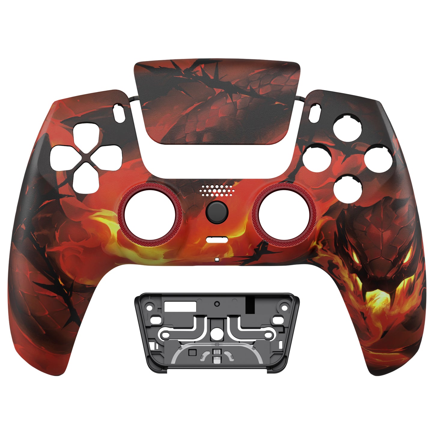 eXtremeRate LUNA Redesigned Replacement Front Shell with Touchpad Compatible with PS5 Controller BDM-010/020/030/040/050 - Purgatory Fire Serpent