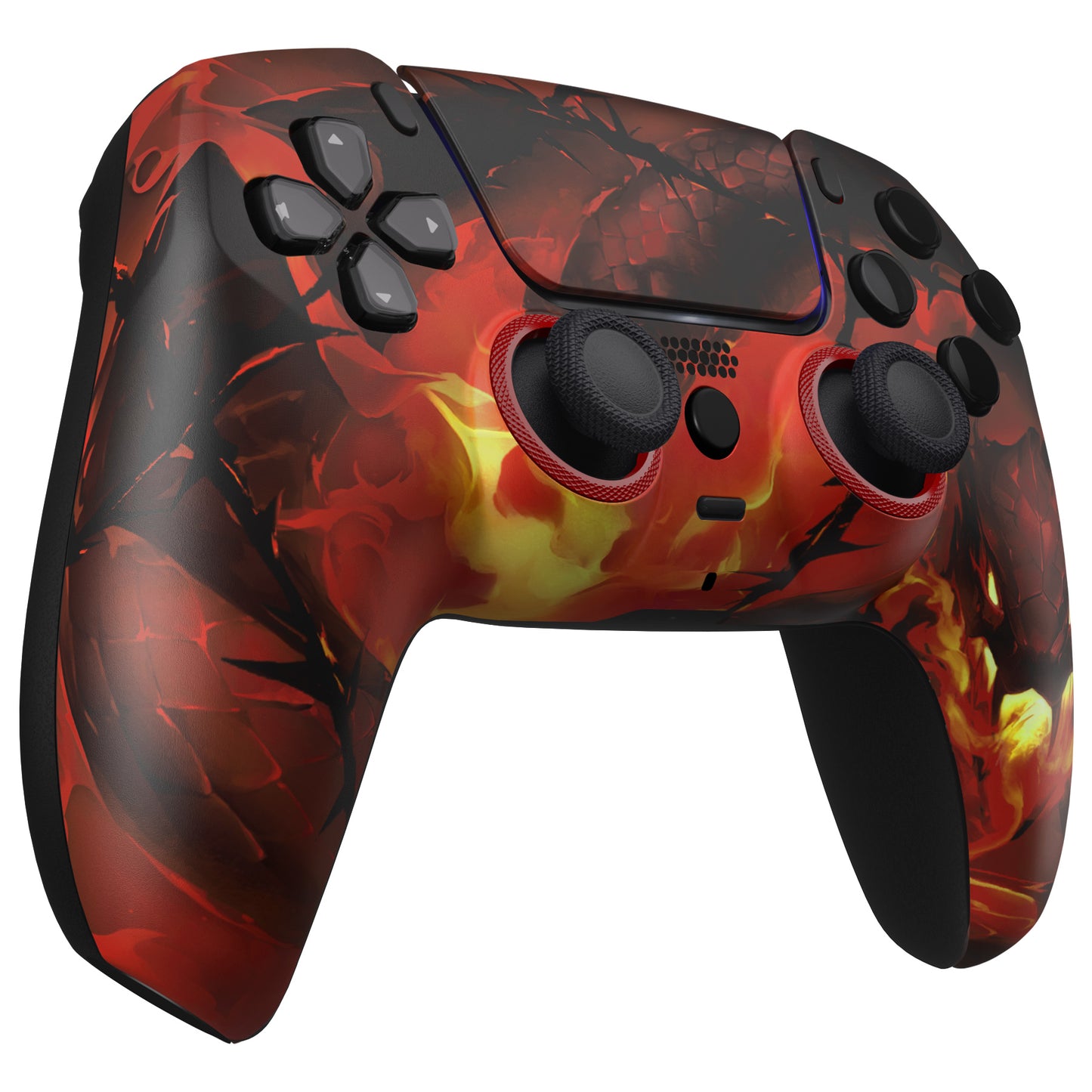 eXtremeRate LUNA Redesigned Replacement Front Shell with Touchpad Compatible with PS5 Controller BDM-010/020/030/040/050 - Purgatory Fire Serpent
