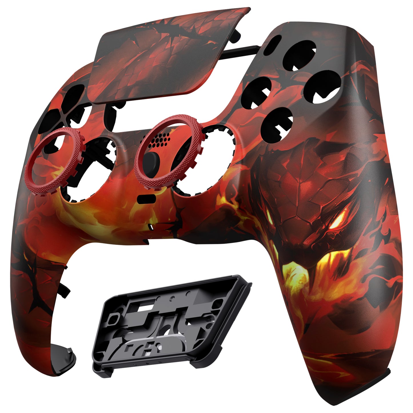 eXtremeRate LUNA Redesigned Replacement Front Shell with Touchpad Compatible with PS5 Controller BDM-010/020/030/040/050 - Purgatory Fire Serpent