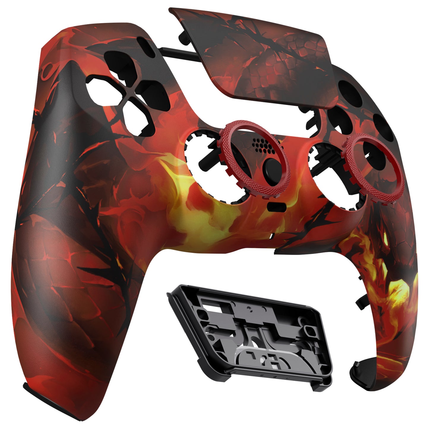 eXtremeRate LUNA Redesigned Replacement Front Shell with Touchpad Compatible with PS5 Controller BDM-010/020/030/040/050 - Purgatory Fire Serpent