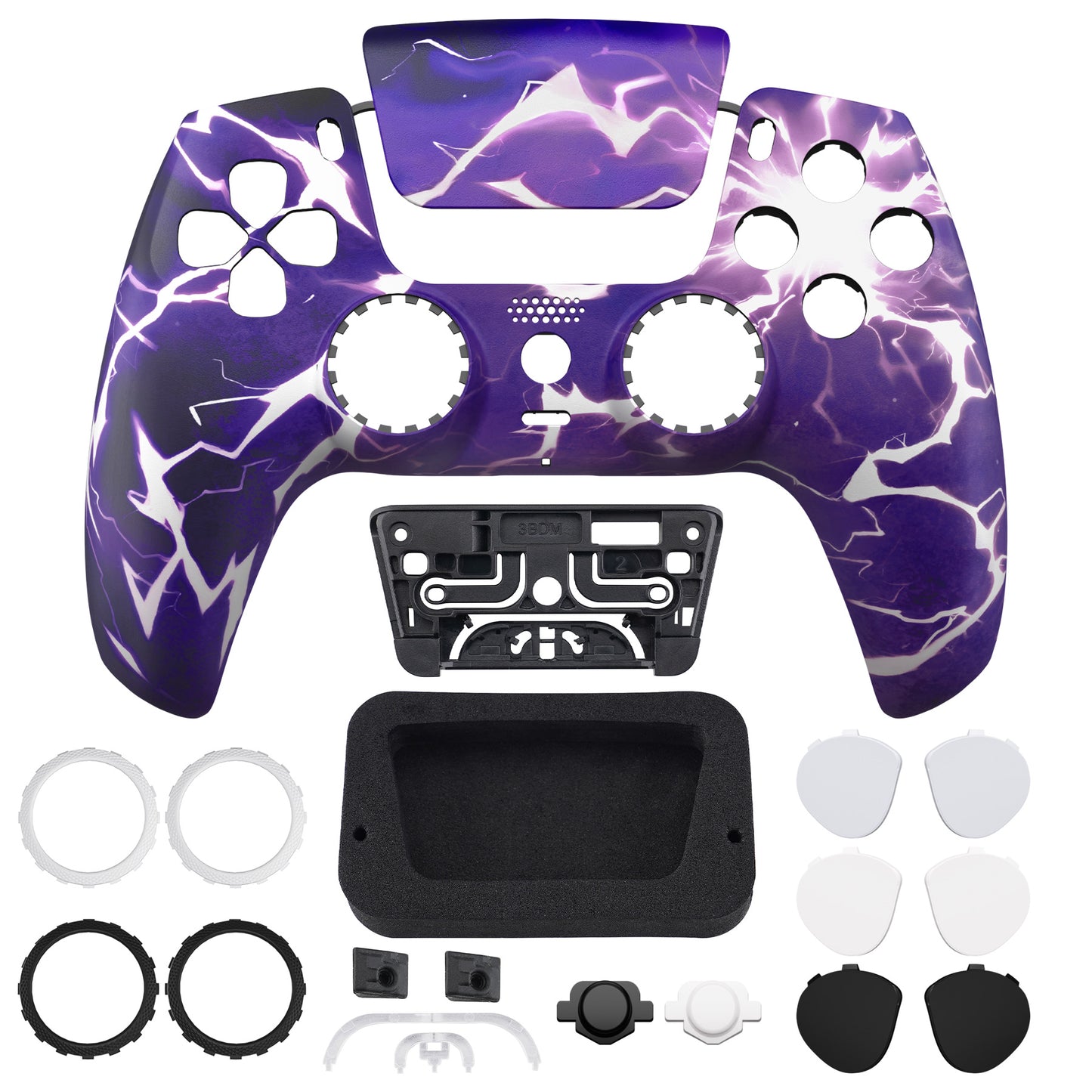 eXtremeRate LUNA Redesigned Replacement Front Shell with Touchpad Compatible with PS5 Controller BDM-010/020/030/040/050/060 - Thunder Magic