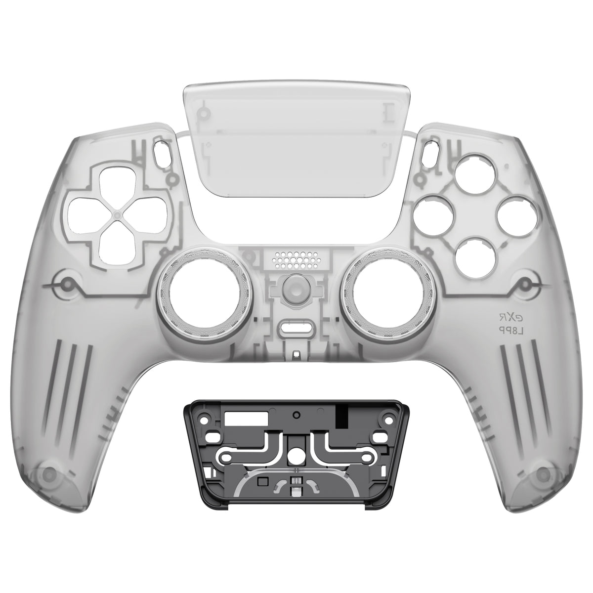 eXtremeRate LUNA Redesigned Replacement Front Shell with Touchpad Compatible with PS5 Controller BDM-010/020/030/040/050/060- Clear Black