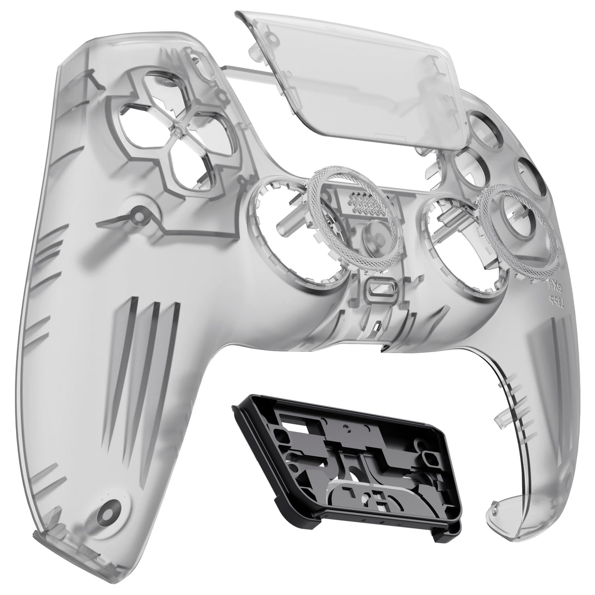 eXtremeRate LUNA Redesigned Replacement Front Shell with Touchpad Compatible with PS5 Controller BDM-010/020/030/040/050/060- Clear Black