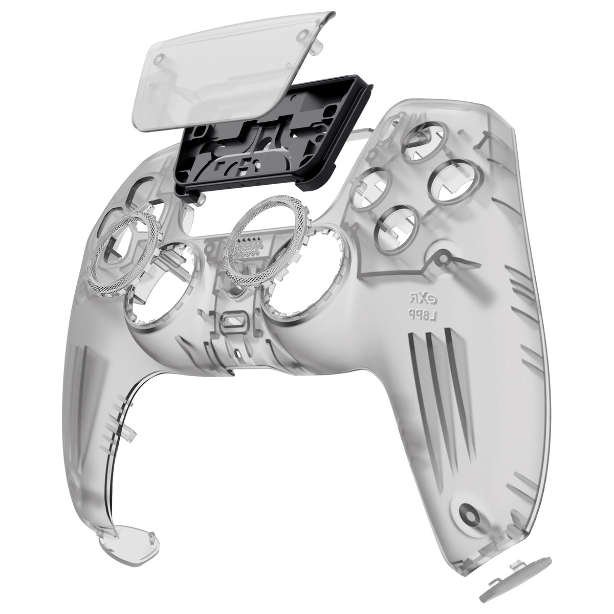 eXtremeRate LUNA Redesigned Replacement Front Shell with Touchpad Compatible with PS5 Controller BDM-010/020/030/040/050/060- Clear Black