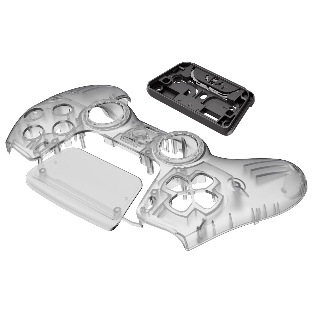 eXtremeRate LUNA Redesigned Replacement Front Shell with Touchpad Compatible with PS5 Controller BDM-010/020/030/040/050/060- Clear Black