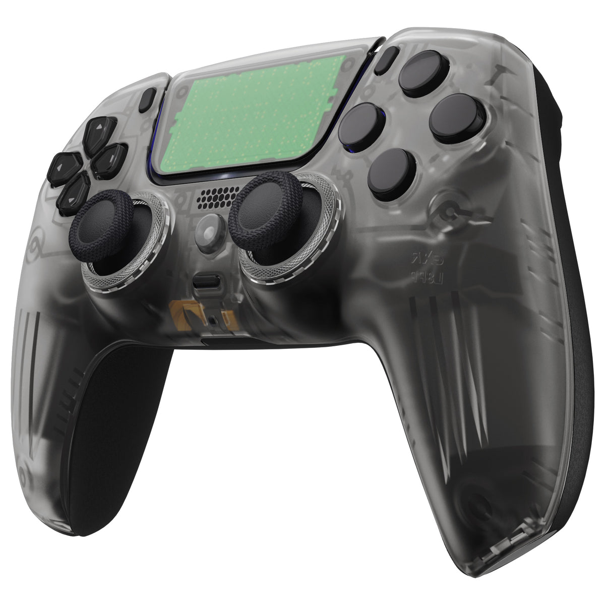 eXtremeRate LUNA Redesigned Replacement Front Shell with Touchpad Compatible with PS5 Controller BDM-010/020/030/040/050/060- Clear Black