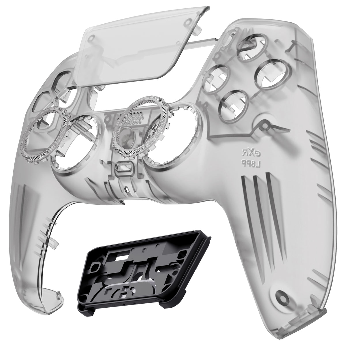 eXtremeRate LUNA Redesigned Replacement Front Shell with Touchpad Compatible with PS5 Controller BDM-010/020/030/040/050/060- Clear Black