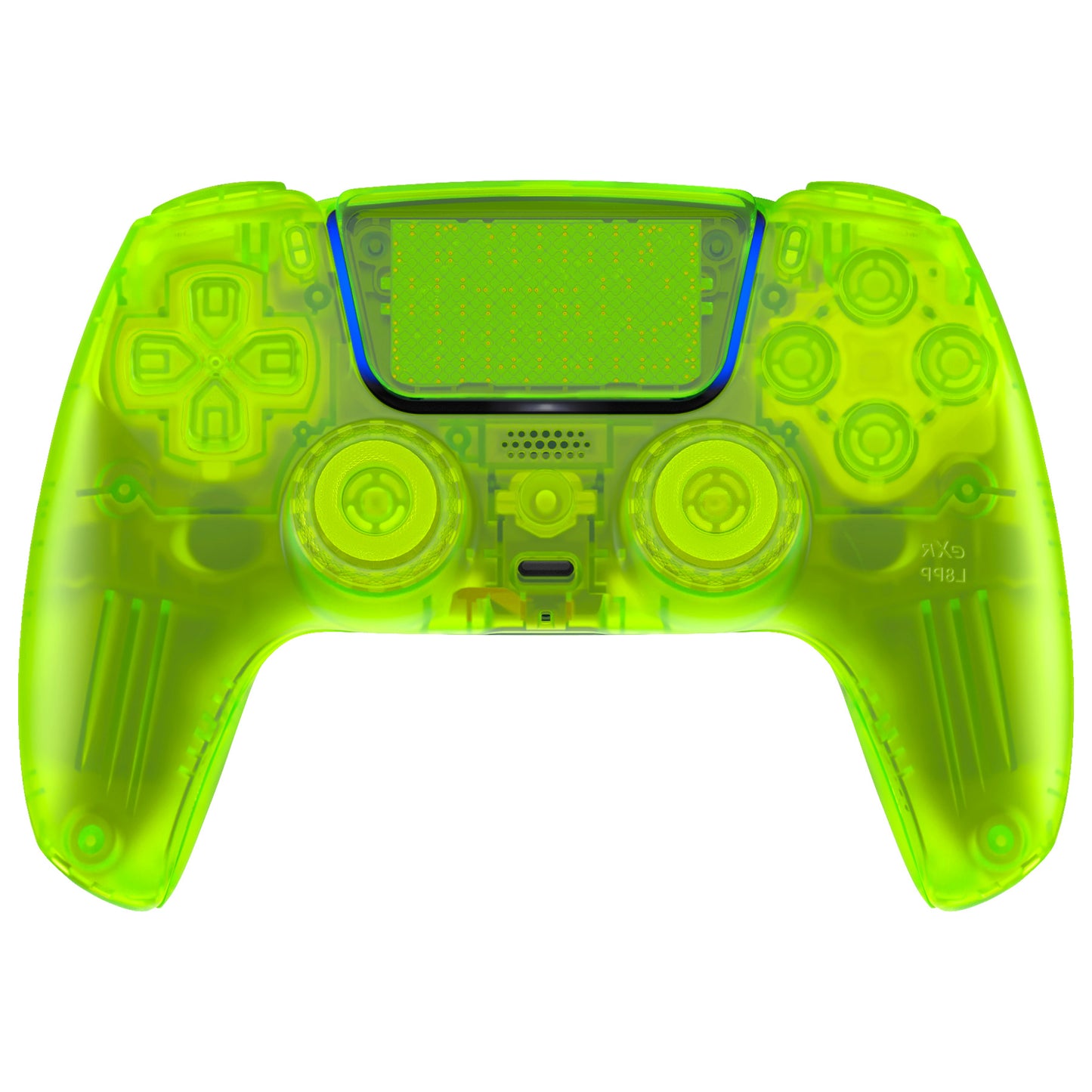 eXtremeRate LUNA Redesigned Replacement Full Set Shells with Buttons Compatible with PS5 Controller BDM-030/040/050 - Clear Lime Green
