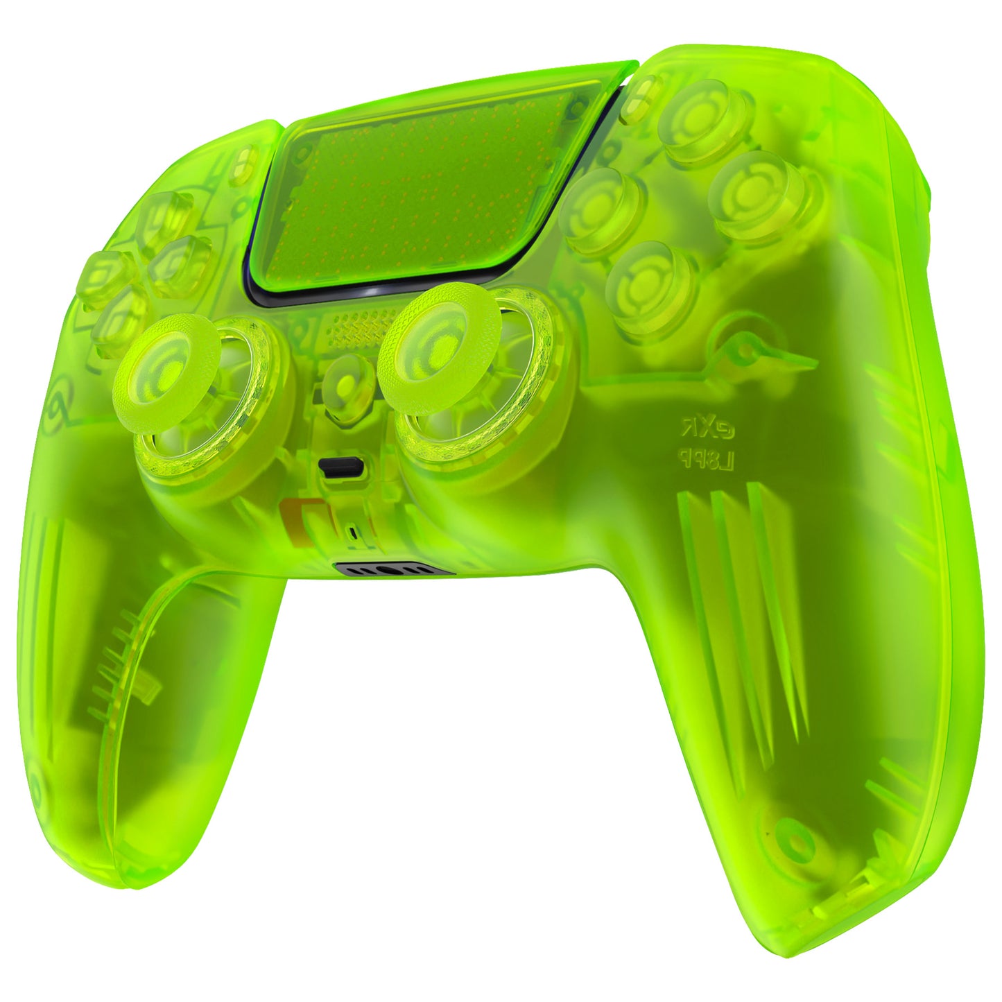 eXtremeRate LUNA Redesigned Replacement Full Set Shells with Buttons Compatible with PS5 Controller BDM-030/040/050 - Clear Lime Green