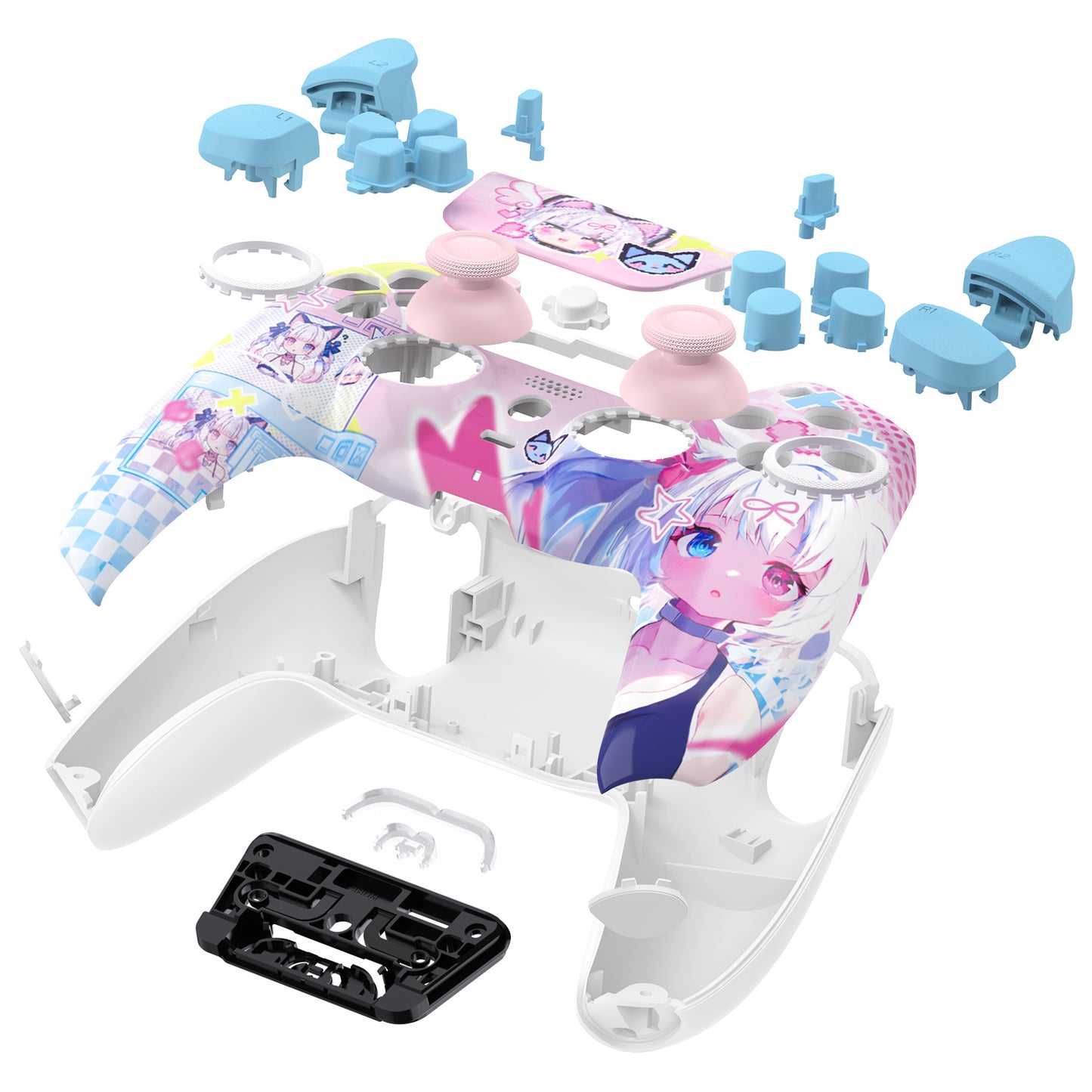 eXtremeRate LUNA Redesigned Replacement Full Set Shells with Buttons Compatible with PS5 Controller BDM-030/040/050 - MeWoow