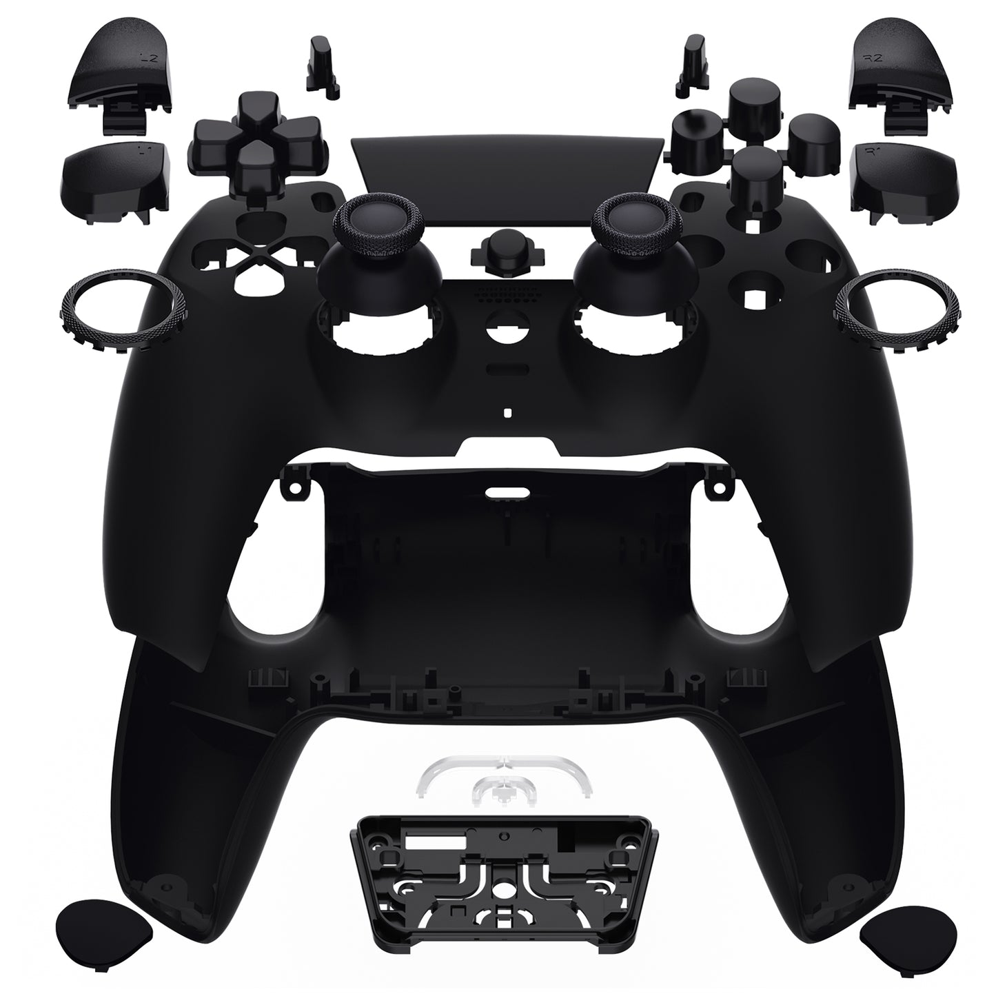 eXtremeRate LUNA Redesigned Replacement Full Set Shells with Buttons Compatible with PS5 Controller BDM-030/040/050/060 - Black