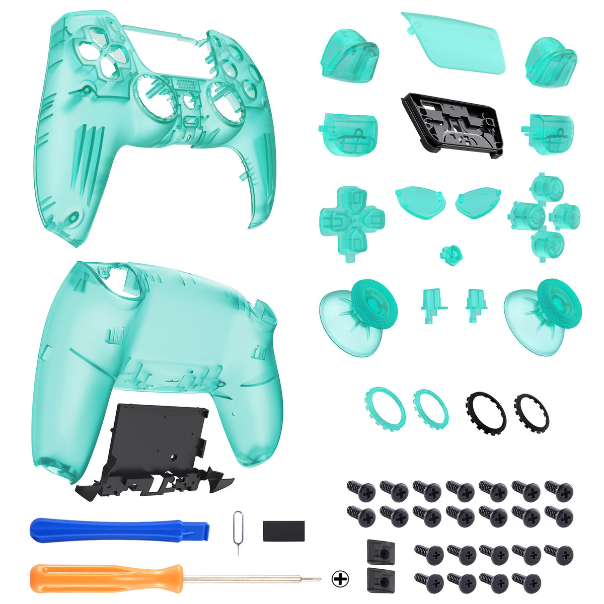 eXtremeRate LUNA Redesigned Replacement Full Set Shells with Buttons Compatible with PS5 Controller BDM-030/040/050/060 - Emerald Green