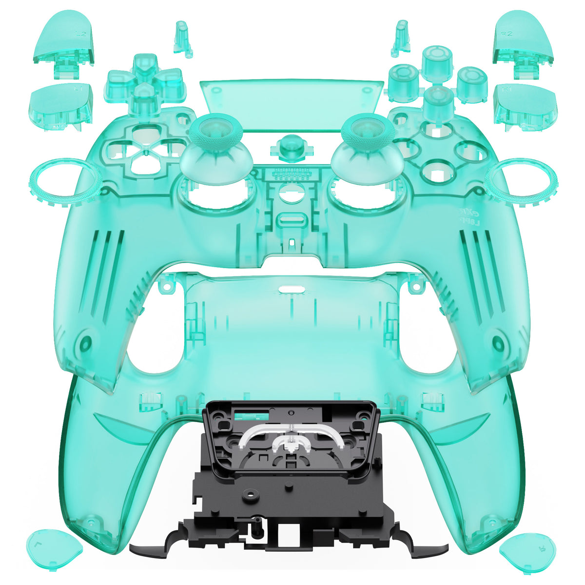 eXtremeRate LUNA Redesigned Replacement Full Set Shells with Buttons Compatible with PS5 Controller BDM-030/040/050/060 - Emerald Green