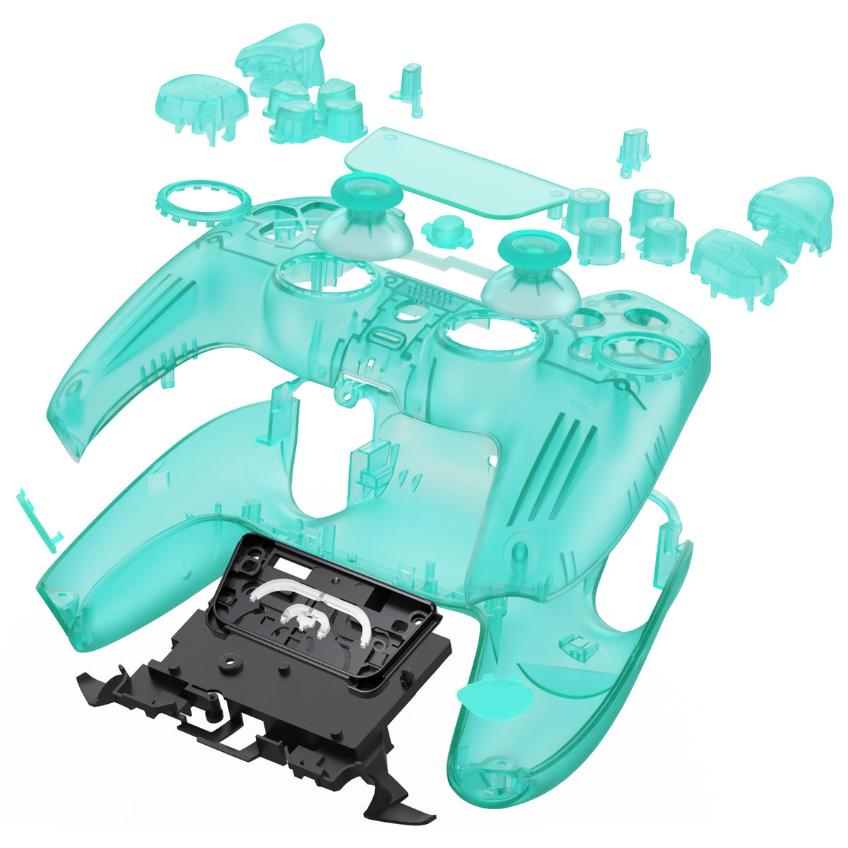 eXtremeRate LUNA Redesigned Replacement Full Set Shells with Buttons Compatible with PS5 Controller BDM-030/040/050/060 - Emerald Green
