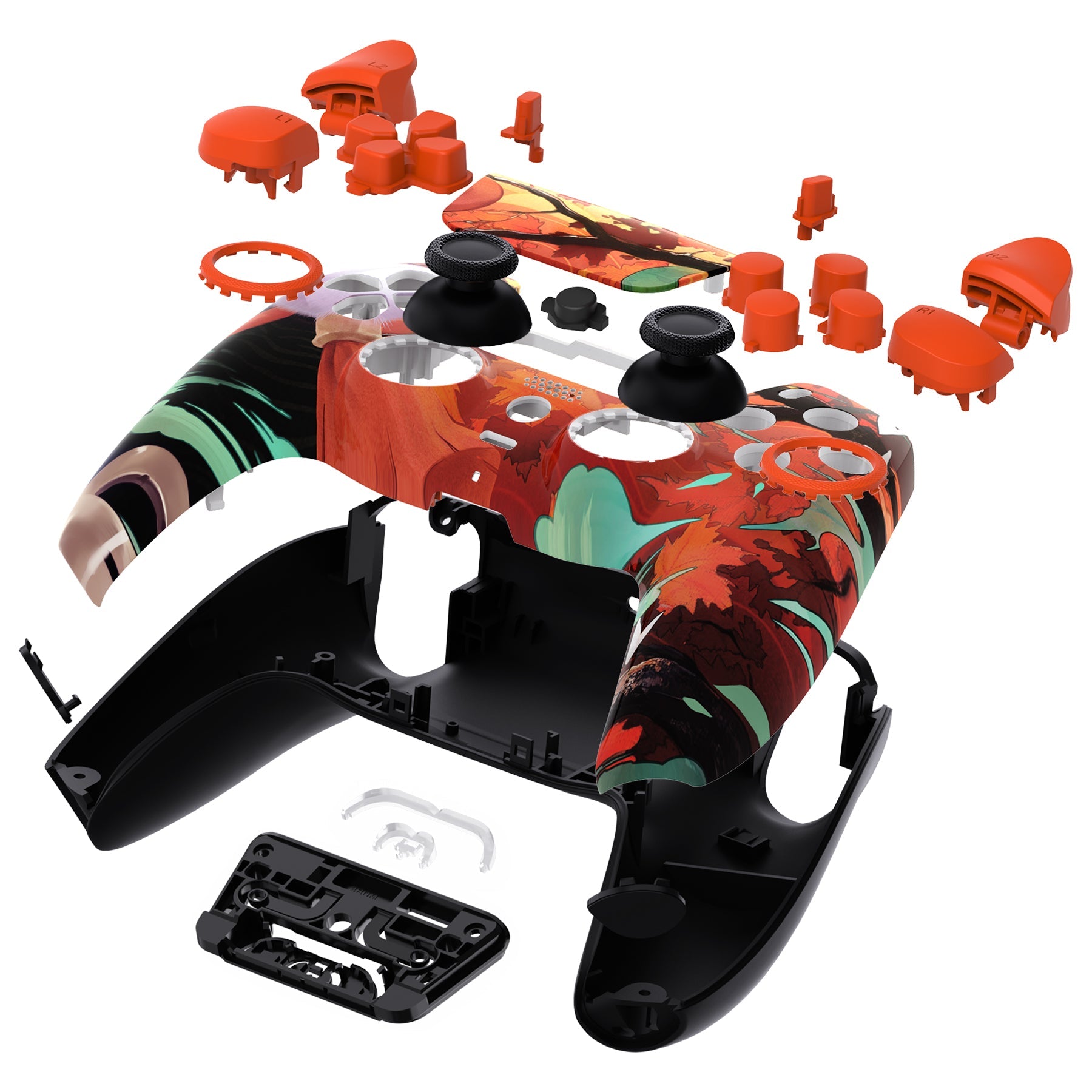 eXtremeRate LUNA Redesigned Replacement Full Set Shells with Buttons Compatible with PS5 Controller BDM-030/040/050 - Maple Impact eXtremeRate