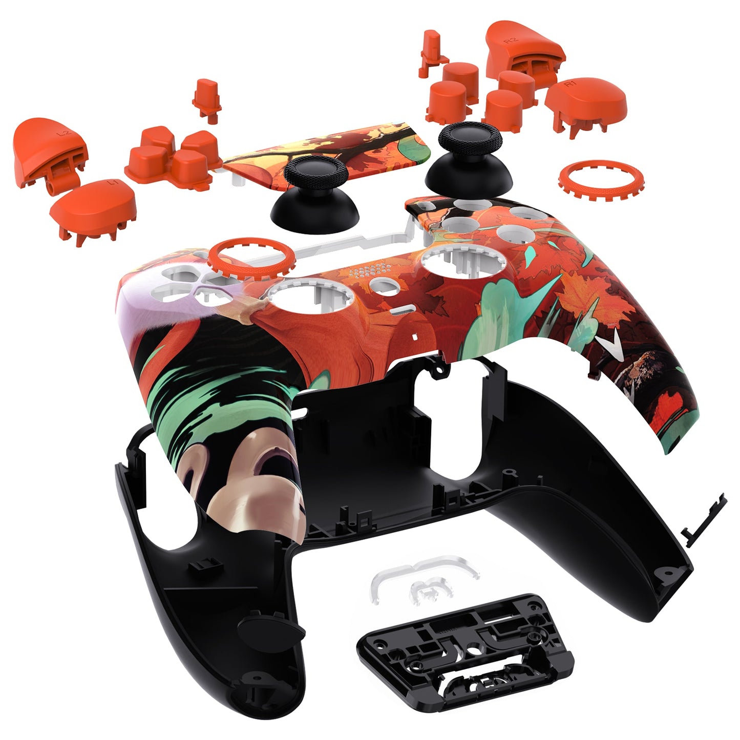 eXtremeRate LUNA Redesigned Replacement Full Set Shells with Buttons Compatible with PS5 Controller BDM-030/040/050 - Maple Impact eXtremeRate