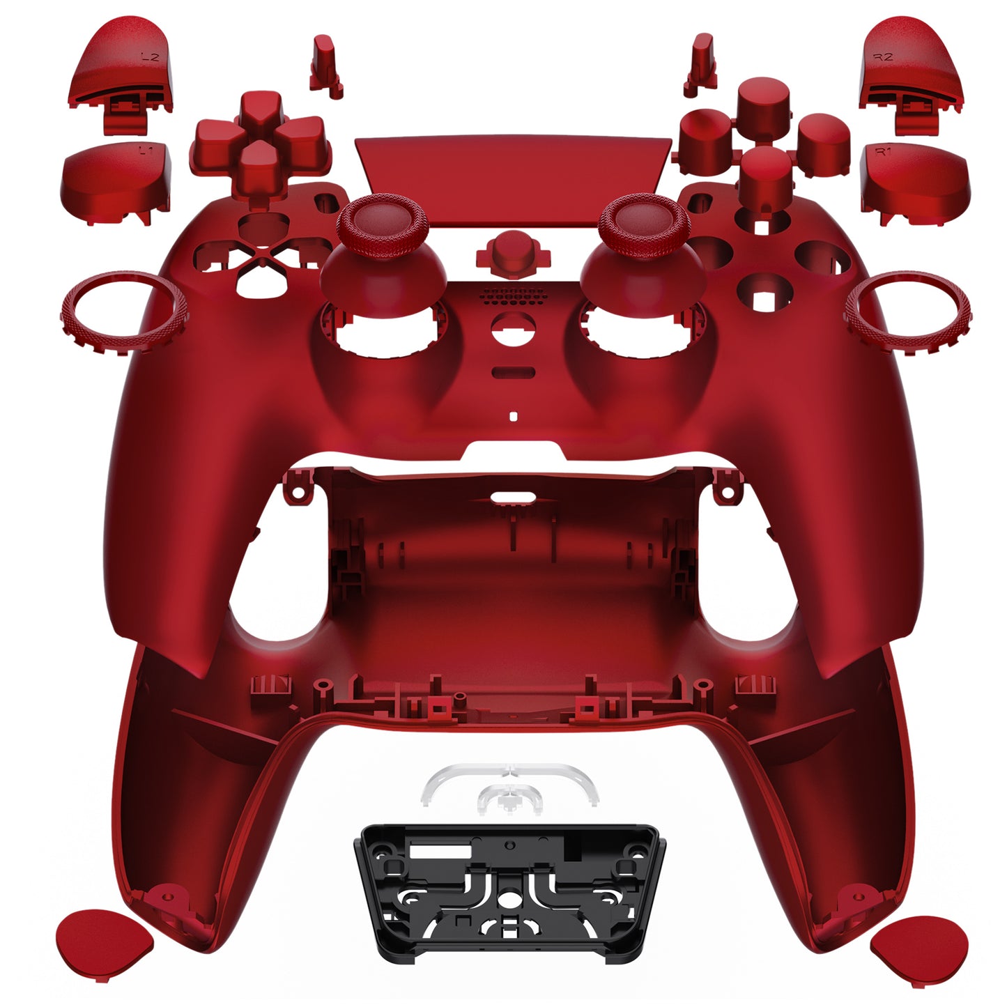 eXtremeRate LUNA Redesigned Replacement Full Set Shells with Buttons Compatible with PS5 Controller BDM-030/040/050 - Scarlet Red