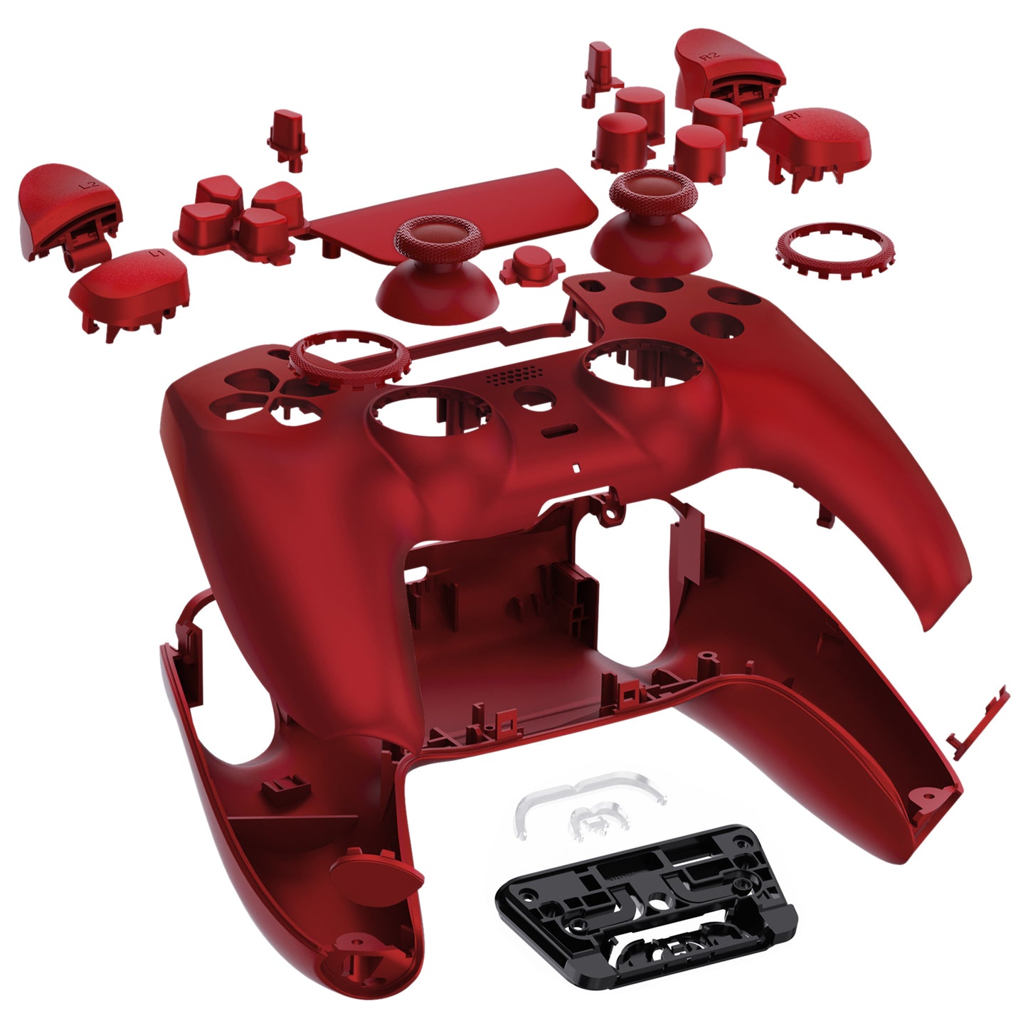 eXtremeRate LUNA Redesigned Replacement Full Set Shells with Buttons Compatible with PS5 Controller BDM-030/040/050 - Scarlet Red