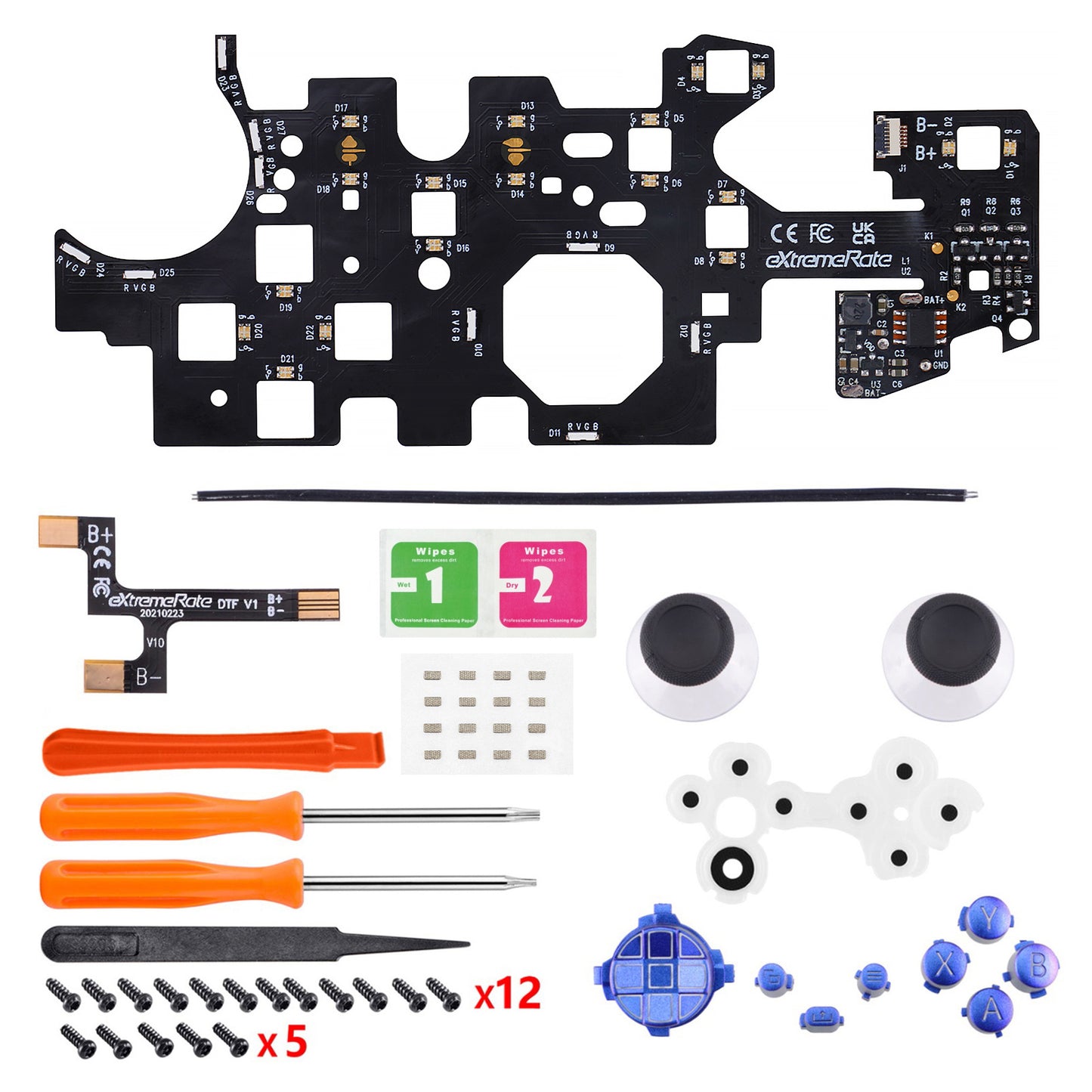 eXtremeRate Multi-Colors Luminated Buttons DTF V2 LED Kit for Xbox Series X & S Controller - Chameleon Purple Blue