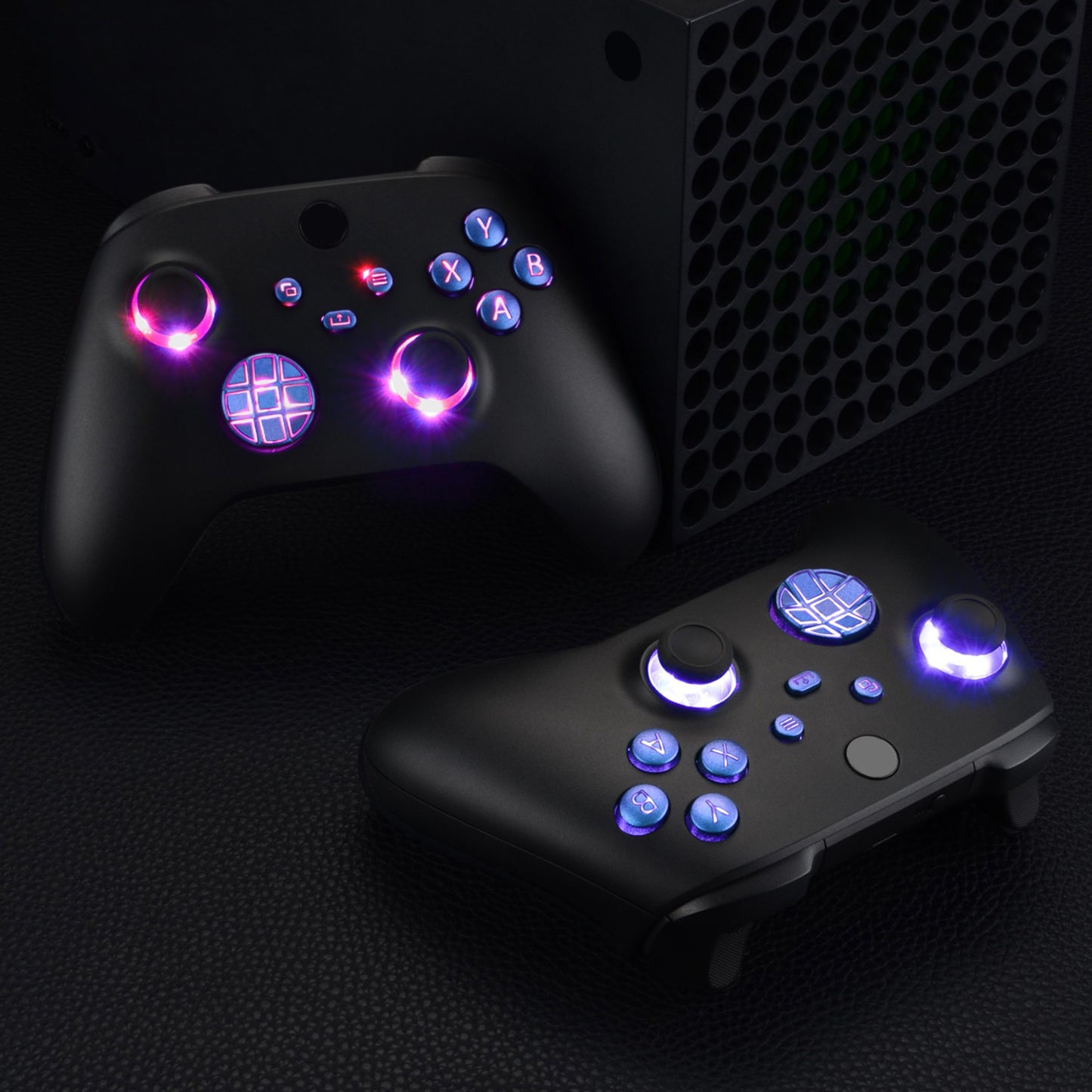 eXtremeRate Multi-Colors Luminated Buttons DTF V2 LED Kit for Xbox Series X & S Controller - Chameleon Purple Blue