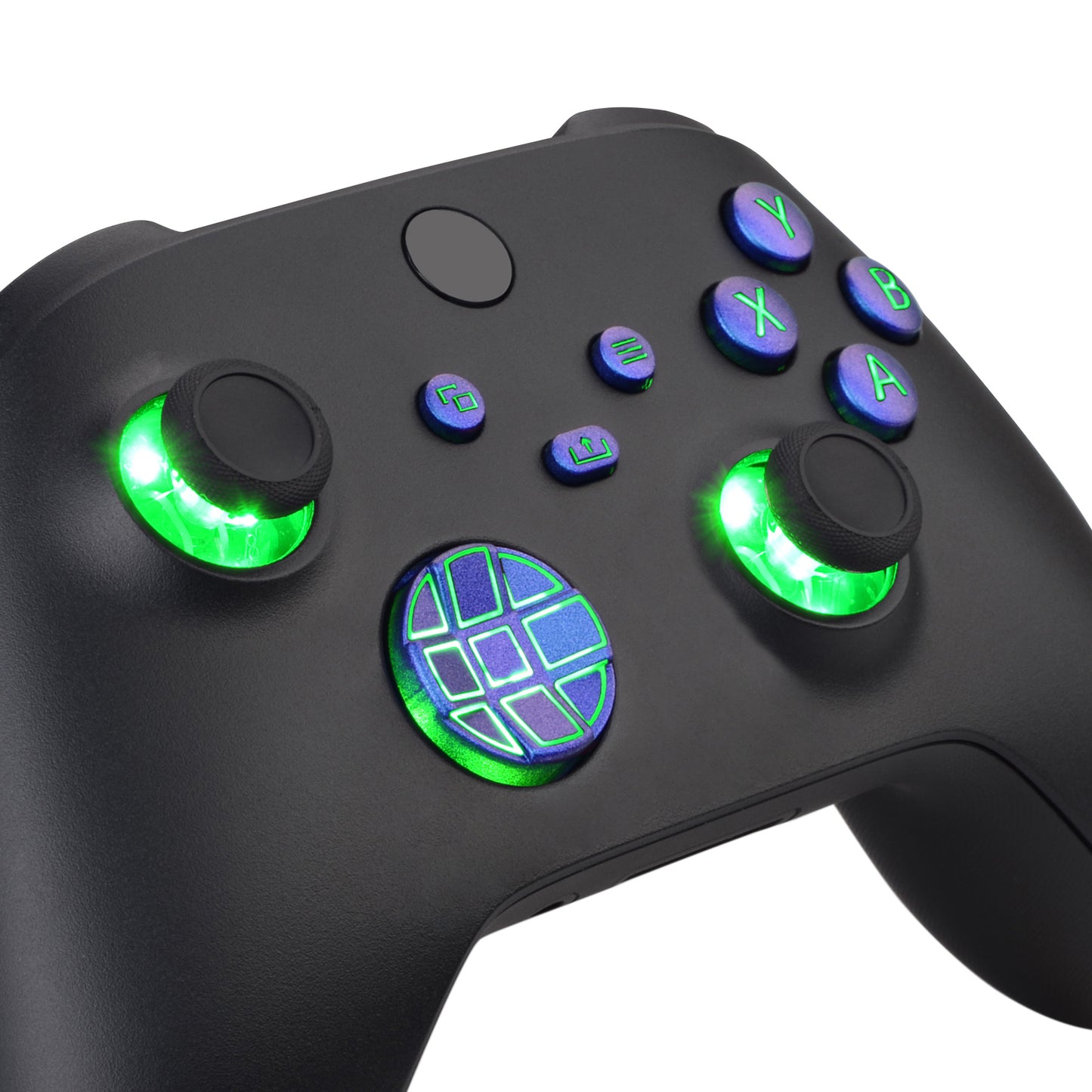 eXtremeRate Multi-Colors Luminated Buttons DTF V2 LED Kit for Xbox Series X & S Controller - Chameleon Purple Blue