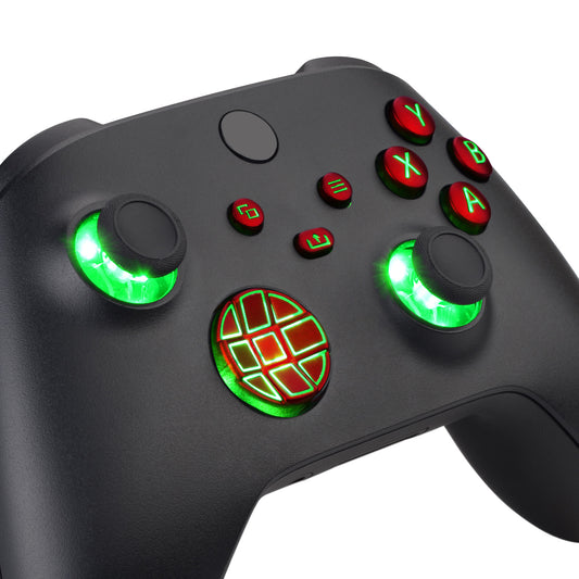 eXtremeRate Multi-Colors Luminated Buttons DTF V2 LED Kit for Xbox Series X & S Controller - Scarlet Red