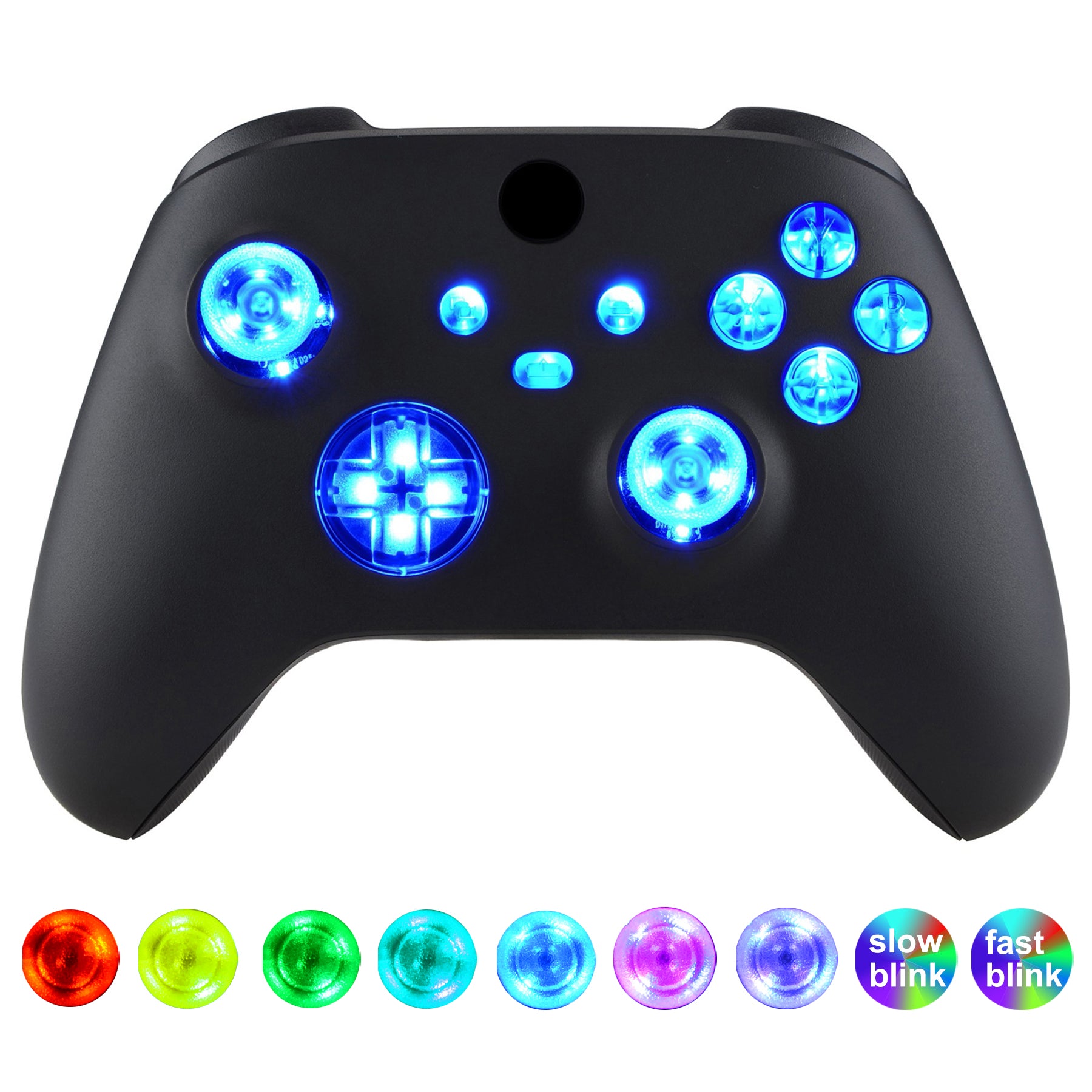 eXtremeRate Multi-Colors Luminated Buttons DTF V3 LED Kit for Xbox Series X & S Controller - Transparent Clear eXtremeRate