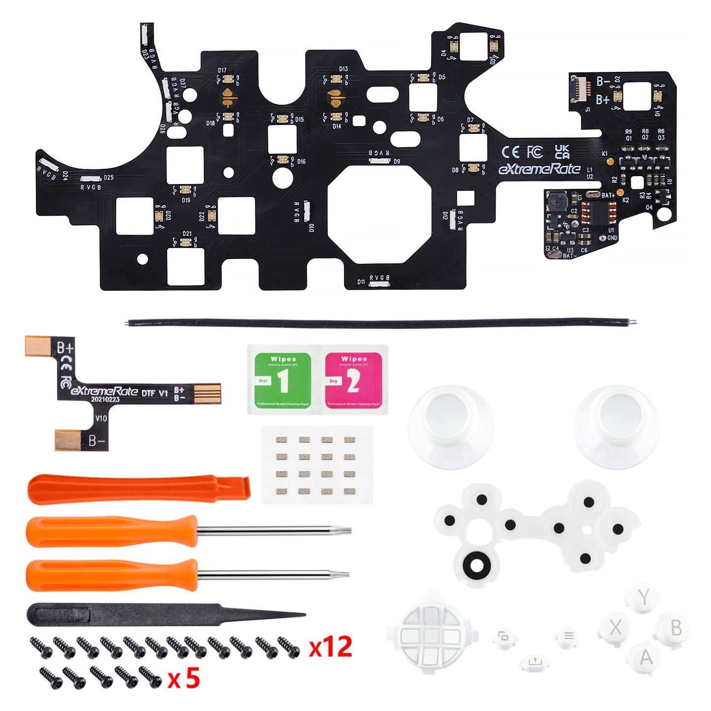 eXtremeRate Multi-Colors Luminated Buttons DTF V2 LED Kit for Xbox Series X & S Controller - White
