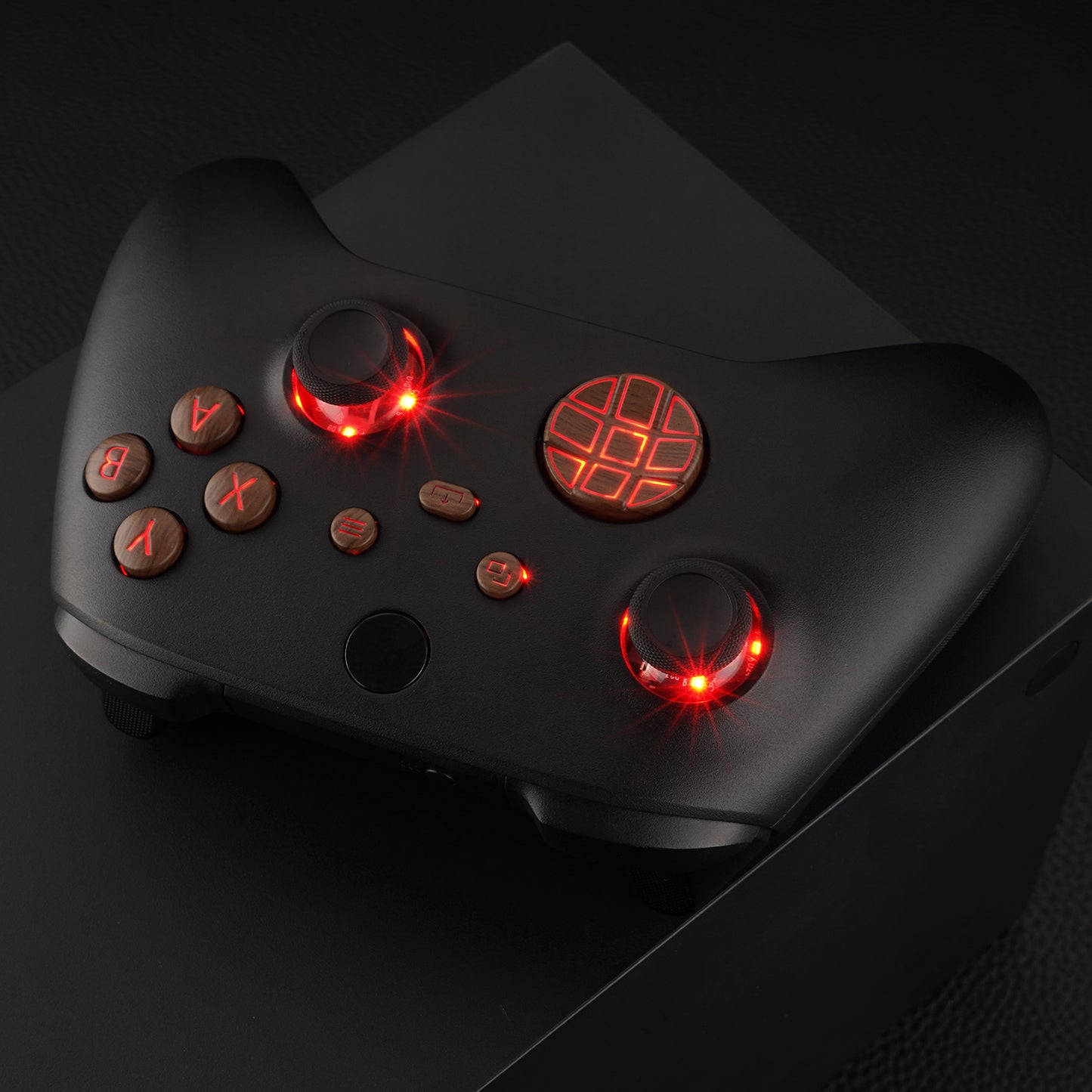 eXtremeRate Multi-Colors Luminated Buttons DTF V2 LED Kit for Xbox Series X & S Controller - Wood Grain