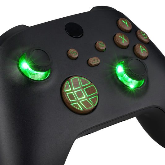 eXtremeRate Multi-Colors Luminated Buttons DTF V2 LED Kit for Xbox Series X & S Controller - Wood Grain