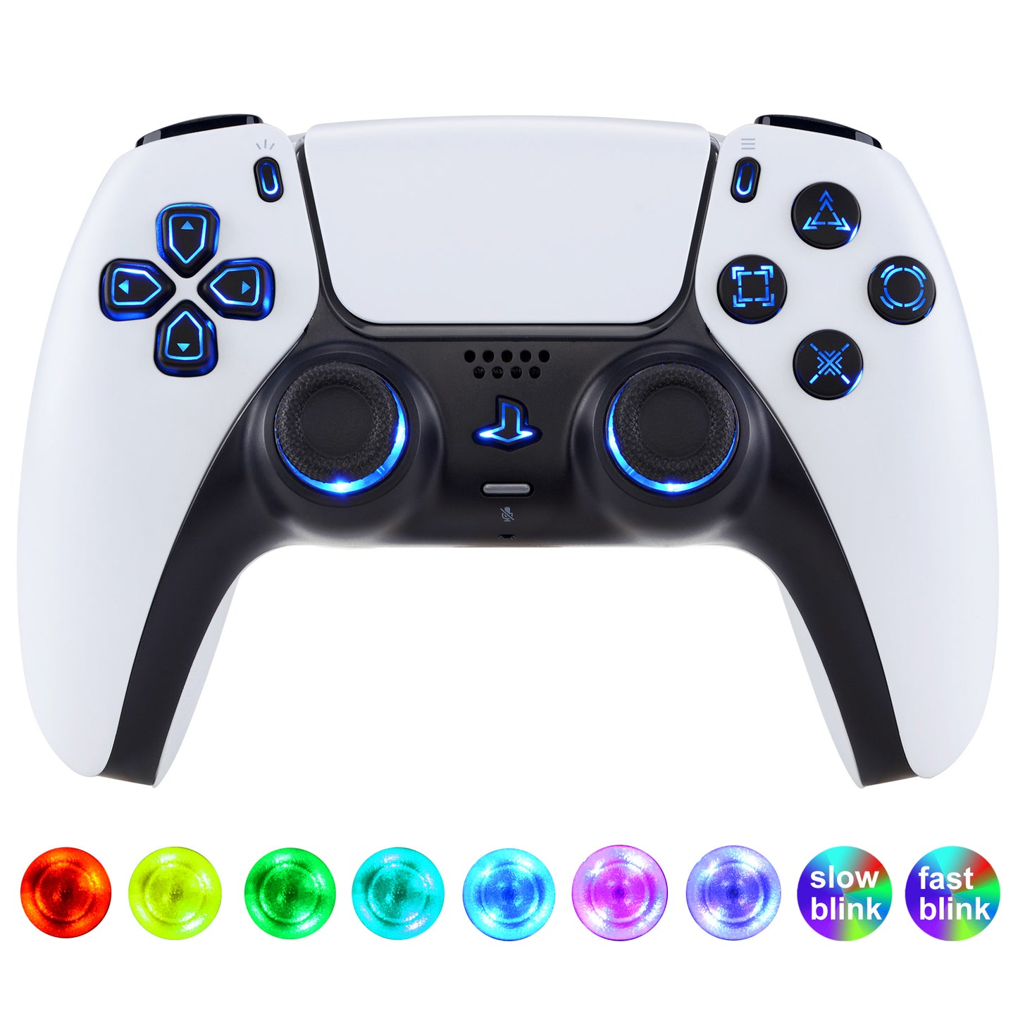 eXtremeRate Multi-Colors Luminated Buttons DTF V4 LED Kit for PS5 Controller BDM-030/040/050/060 - Black