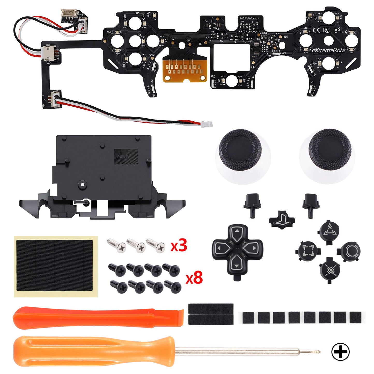 eXtremeRate Multi-Colors Luminated Buttons DTF V4 LED Kit for PS5 Controller BDM-030/040/050/060 - Black